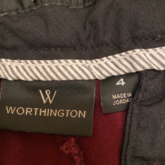 Women's Worthington Burgandy Ankle Length Pants Size 4 - Picture 3 of 3